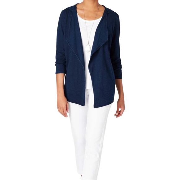 Pure Jill Indigo Wrap Hooded Cardigan indigo Women’s Petite XL - Picture 2 of 13